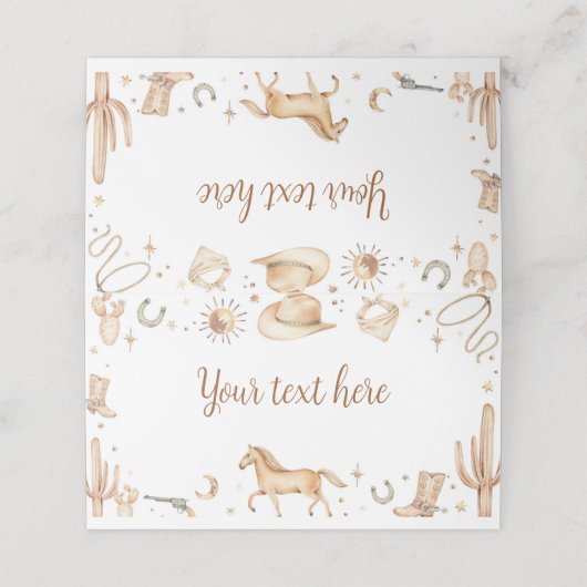 Carte De Placement Boho First Rodeo Anniversaire Carte Place (Extérieur déplié)