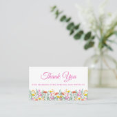 Carte De Placement Boho Fleur sauvage Merci rose Floral Mariage (Debout devant)