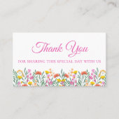 Carte De Placement Boho Fleur sauvage Merci rose Floral Mariage (Devant)