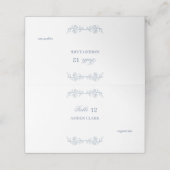 Carte De Placement Boho floral bleu Haut Mariage frontalier (Extérieur déplié)