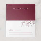 Carte De Placement Boho Floral Line Art  Wedding Table Place Card (Extérieur déplié)