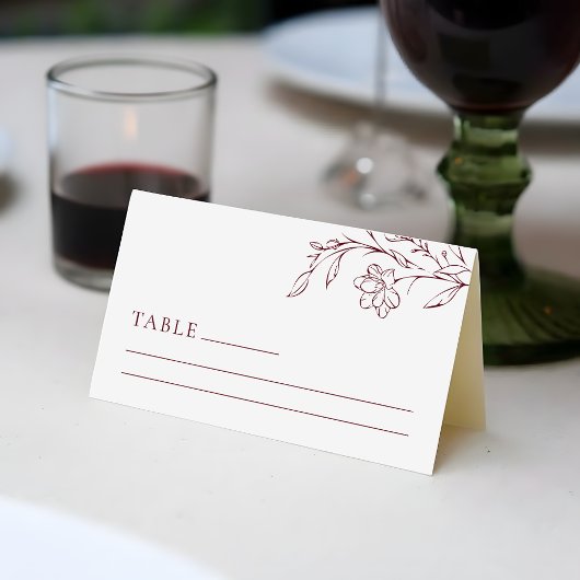 Carte De Placement Boho Floral Line Art  Wedding Table Place Card