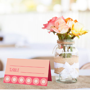 Carte De Placement Boho Floral Retro Lumineux Et Mariage Gras