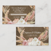 Carte De Placement Boho Floral Rustique Bois Pampas Grass Plaques (Devant / Derrière)