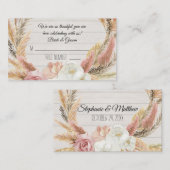 Carte De Placement Boho Floral Rustique Bois Pampas Grass Plaques (Devant / Derrière)