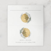 Carte De Placement Boho Gold Saga Vert Floral Mariage de couronne (Extérieur déplié)