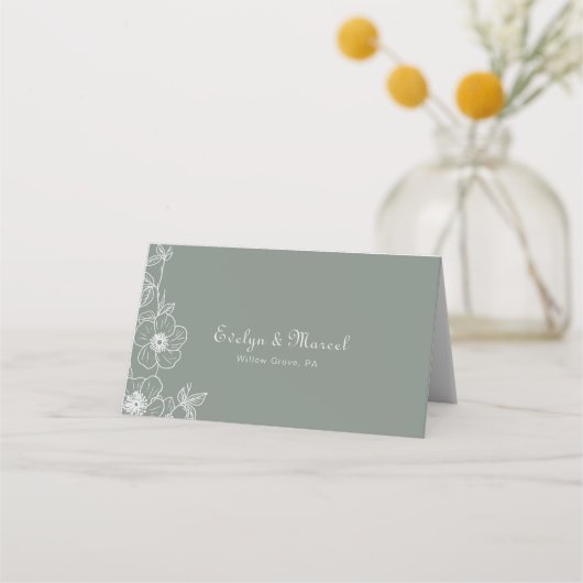Carte De Placement Boho Green Destination Floral Mariage (Dos)