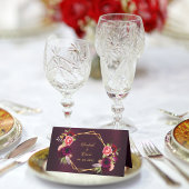 Carte De Placement Boho mariage de fleurs roses bordeaux