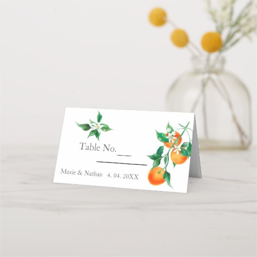 Carte De Placement Boho Orange Blossom Mariage (Devant)