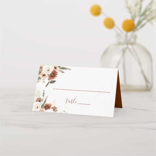 Carte De Placement Boho Pampas Grass Floral Terracotta Mariage (Devant)
