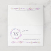 Carte De Placement Boho plume perle mariage pourpre (Extérieur déplié)