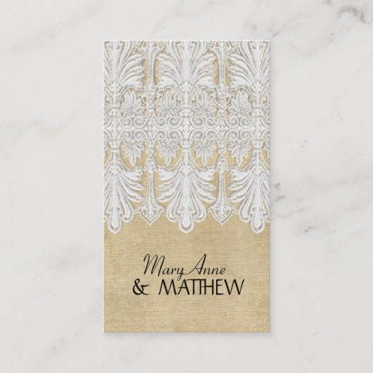 Carte De Placement BOHO Printing Burlap n dentelle gitane Moderne Sty (Devant)