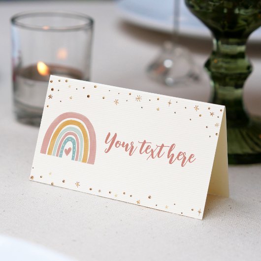Carte De Placement Boho Rainbow Pink Place Card Anniversaire