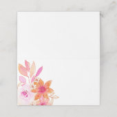 Carte De Placement Boho Rose Orange Fleurs Mariage Blanc (Extérieur déplié)
