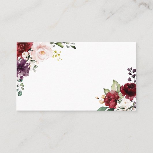 Carte De Placement Boho rouge et violet Mariage d'aquarelle (Devant)