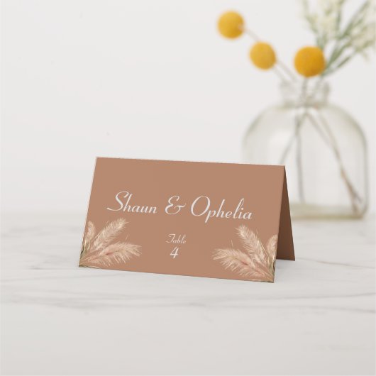 Carte De Placement Boho Rustic Earthy Brown Mariage plié Carte Place (Devant)