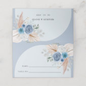 Carte De Placement Boho rustique élégant Dusty Blue Pampas Mariage (Extérieur déplié)