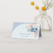 Carte De Placement Boho rustique élégant Dusty Blue Pampas Mariage (Dos)