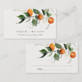 Carte De Placement Boho rustique Mariage botanique en fleurs orange (Devant / Derrière)