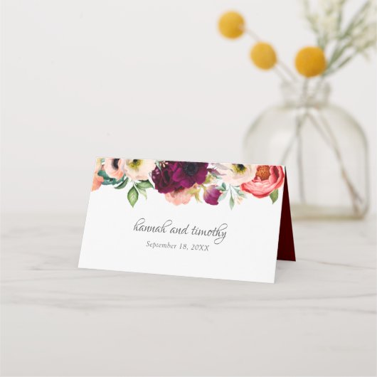 Carte De Placement Boho rustique Mariage floral (Dos)
