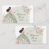 Carte De Placement Boho Sage Green Blush Pink Quinceañera (Devant / Derrière)