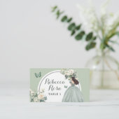 Carte De Placement Boho Sage Green Princess Quinceañera Floral (Debout devant)