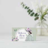 Carte De Placement Boho Sage Purple Princess Quinceañera Floral (Debout devant)