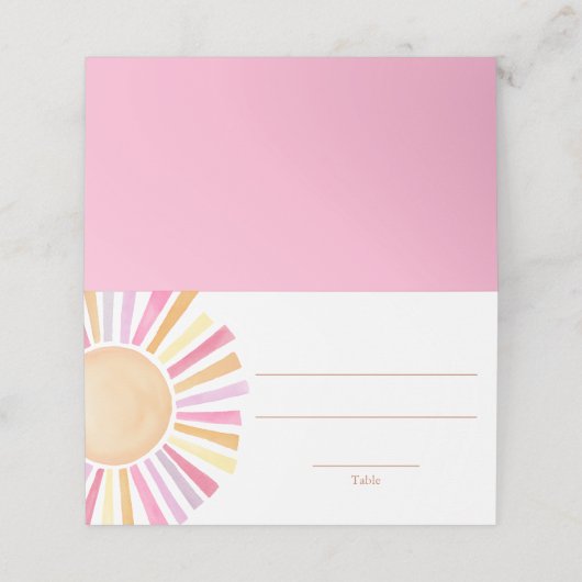 Carte De Placement Boho soleil rose jaune orange (Extérieur déplié)