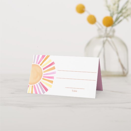 Carte De Placement Boho soleil rose jaune orange (Devant)