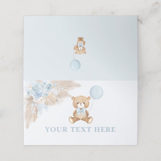 Carte De Placement Boho Teddy Bear Bleu Ballotte nourriture Tentes (Extérieur déplié)