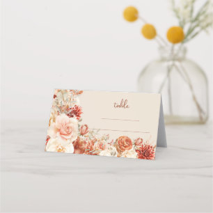 Carte De Placement Boho terracotta bordeaux eucalyptus à fleurs