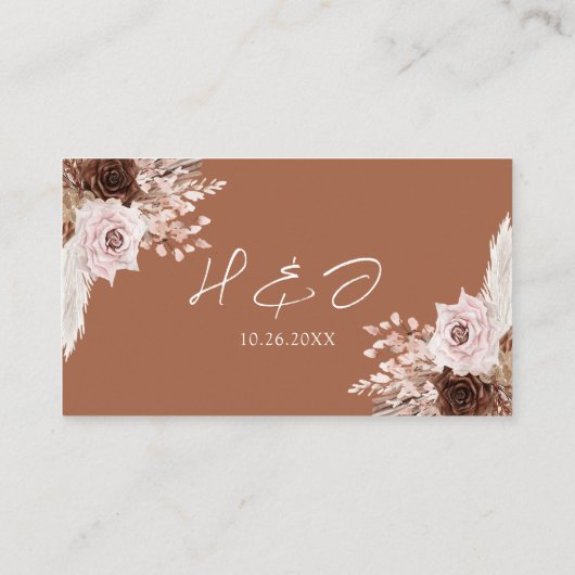 Carte De Placement Boho Terracotta Floral Mariage (Dos)