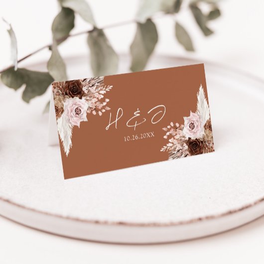 Carte De Placement Boho Terracotta Floral Mariage élégant