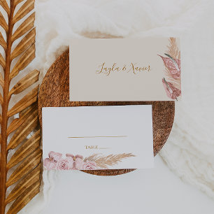 Carte De Placement Boho Tropical Botanical Mariage plat ivoire