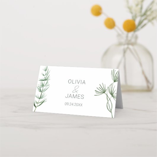 Carte De Placement Boho Verdure Aquarelle Eucalyptus Mariage (Dos)