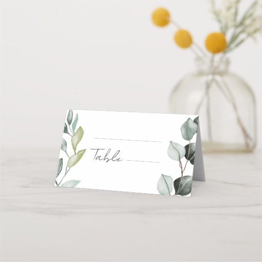 Carte De Placement Boho Verdure Aquarelle Eucalyptus Mariage (Devant)