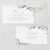 Carte De Placement Boho vert d'eucalyptus rustique Détails du Mariage (Devant / Derrière)