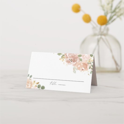 Carte De Placement Boho Watercolor Mauve Peach Flowers Mariage (Devant)
