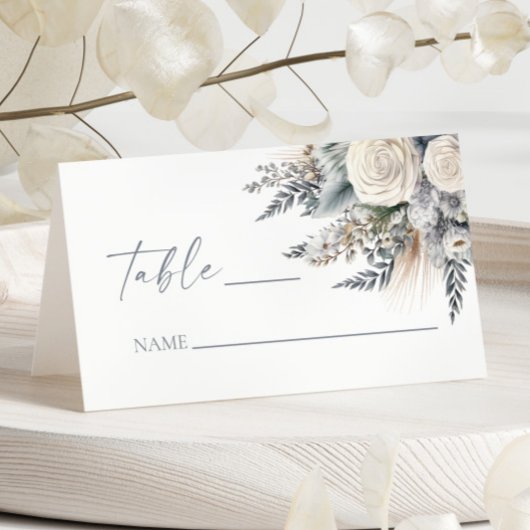 Carte De Placement Boho White Rose Floral Mariage Jardin