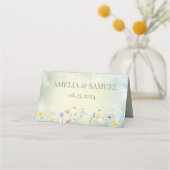Carte De Placement Boho Wildflower Rustique mariage vert (Dos)