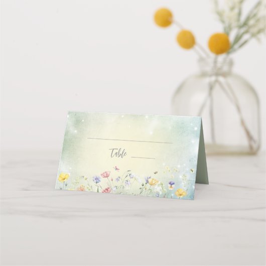 Carte De Placement Boho Wildflower Rustique mariage vert (Devant)