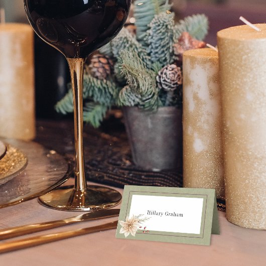 Carte De Placement Boho Winter Greenery Boughs Sage Green Folle