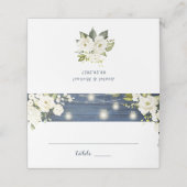 Carte De Placement Bois bleu rustique Fleurs blanches Jar Éclairages (Extérieur déplié)