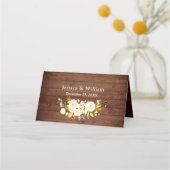 Carte De Placement Bois & Blush Rose Floral Greenery Table Mariage (Dos)