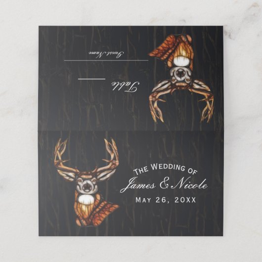 Carte De Placement Bois de bois Cerf Rustique Pays Numéro de tableau (Extérieur déplié)