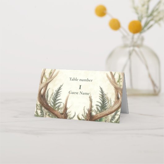 Carte De Placement Bois de bois rustique de bois de cerf (Devant)