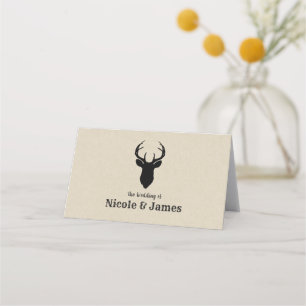 Carte De Placement Bois de Cerf Rustique Mariage Table Place Siège