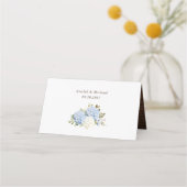 Carte De Placement Bois rustique Bleu Hydrangée Éclairage à cordes Ma (Dos)