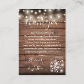 Carte De Placement Bois rustique éclaire Merci Mariage (Devant)