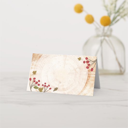 Carte De Placement Bois rustique Feuilles d'automne Thanksgiving (Devant)
